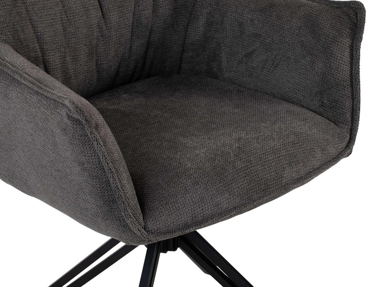 ESSZIMMERSTUHL Ginosa drehbar 2er-Set - Schwarz/Grau, Textil/Metall (62/90/66cm) - Mr. Deko