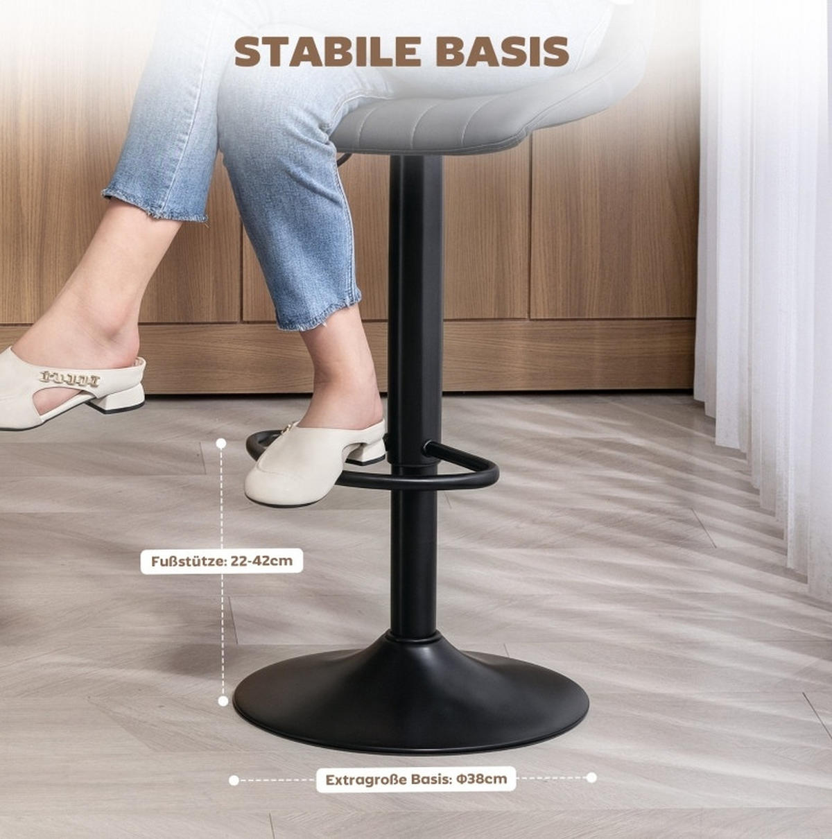 BARHOCKER 2er-Set höhenverstellbar 43 x 49,5 x 91-111 cm Kunstleder Dark Gray - Dunkelgrau, Metall (49.5/111/43cm) - Meubliv