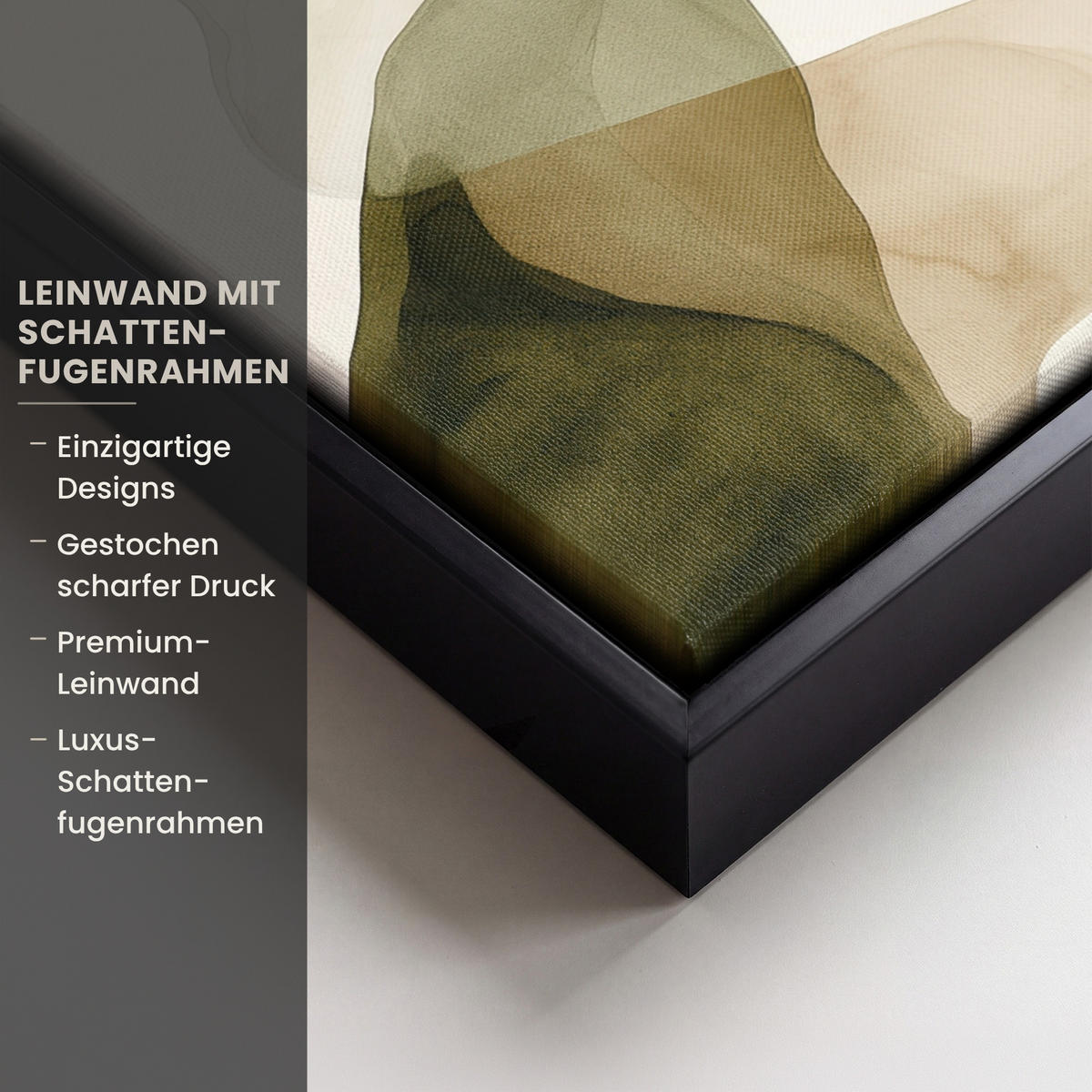 LEINWAND Bilder mit Rahmen - Japandi - Abstrakt - Grün - 30x20 - Salbeigrün, Textil (30/20cm) - MuchoWow