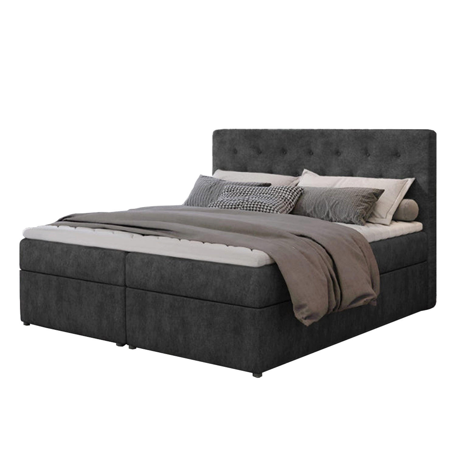 BOXBETT Loree Bonellfederkern - Dunkelgrau, Holz/Holzwerkstoff (160/200cm) - Best For Home