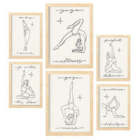 POSTER Set Mit 6 Yoga Musen 3 A3 & A4 Rahmen Aus Hellem Holz - Beige, Papier (29/3cm) - Nacnic