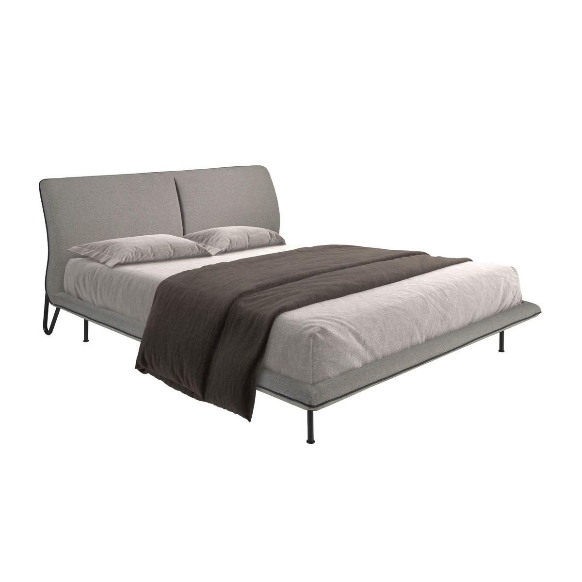 BETT aus Stoff 200/237/96 cm - Dunkelgrau/Schwarz, Holz/Textil (180/200cm) - ANGEL CERDA