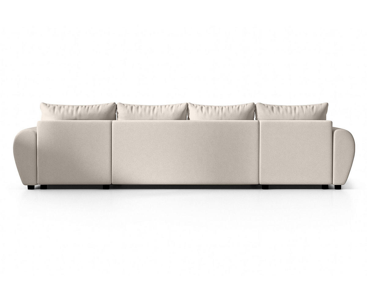 WOHNLANDSCHAFT Malatya U Form Beige 311/145/82 cm mit Schlaffunktion - Beige/Schwarz, Kunststoff/Textil (311/82/145cm) - AX Living