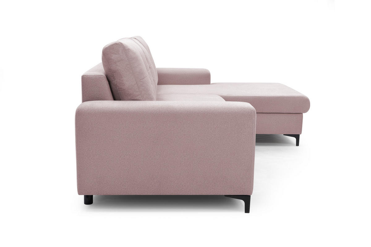ECKSOFA AVRA L-förmig, mit Stauraumbehälter-in RINO-Stoff, Komfort & Eleganz, lose Rückenkissen, freistehend, RECHTS 251x165x85 cm Pink - Pink, Holz/Textil (251/165cm) - DomoHome