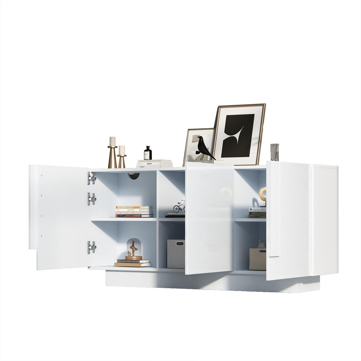 SIDEBOARD weiß mit drei Türen und höhenverstellbaren Einlegeböden 160 × 35 × 60 cm aus Spanplatte - Weiß, Holzwerkstoff (160/60/35cm) - Luhomfu