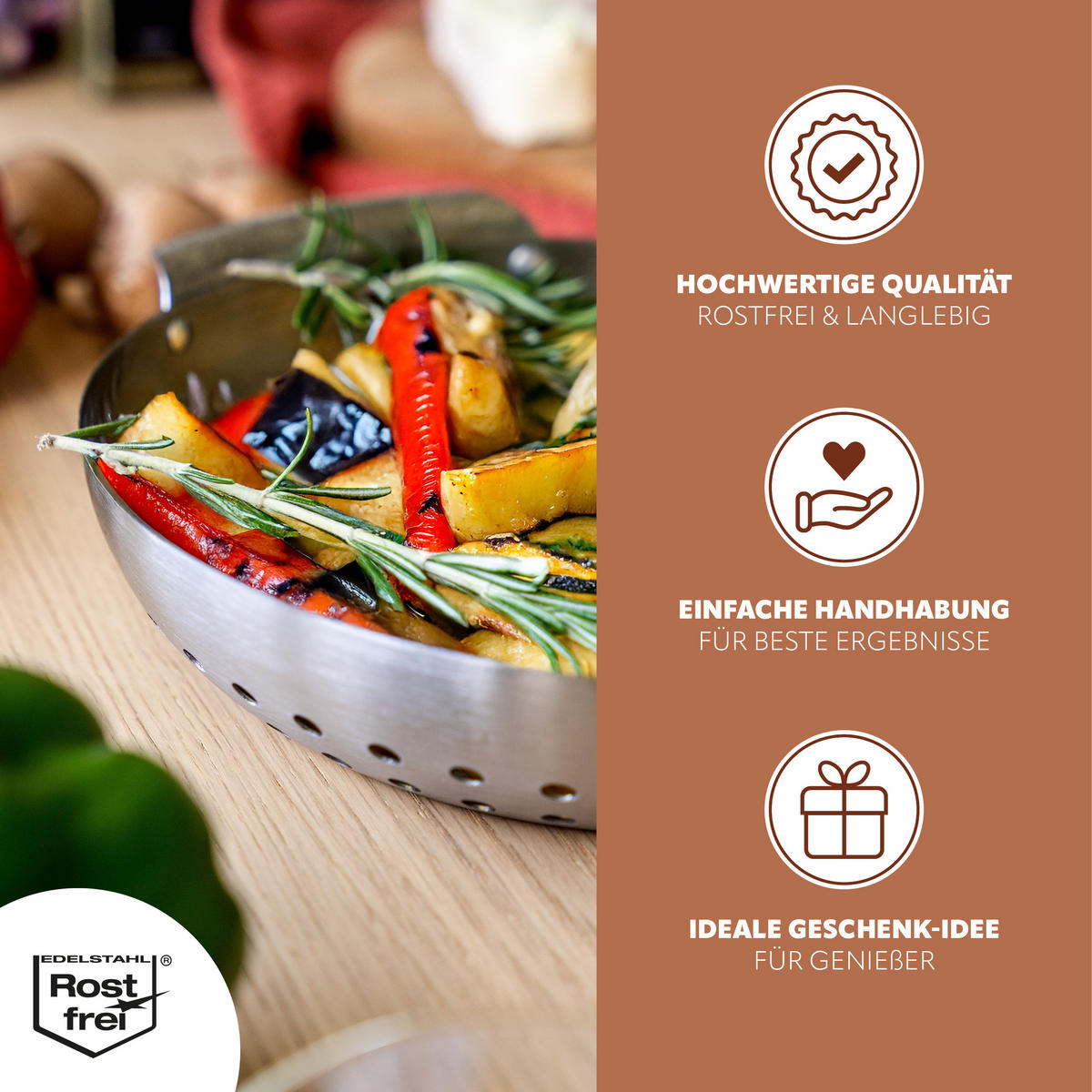 GRILLKORB 2er-Set, silber, Edelstahl - Edelstahlfarben, Metall (22.5/27/6cm) - bremermann