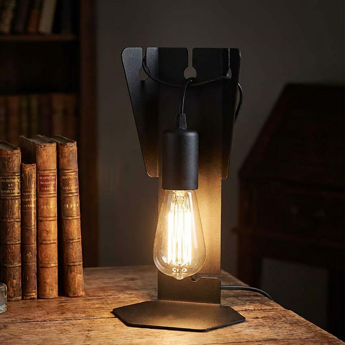 TISCHLEUCHTE Stahl Schwarz - Schwarz, Metall (16/14/30cm)