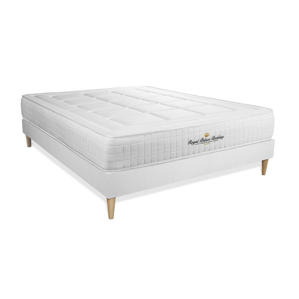 BETT Balmoral Memory-Schaum 130 x 210 cm h3 - Kit Bettgestell Weiß - Beige/Weiß, Holz (130/210cm) - ROYAL PALACE BEDDING
