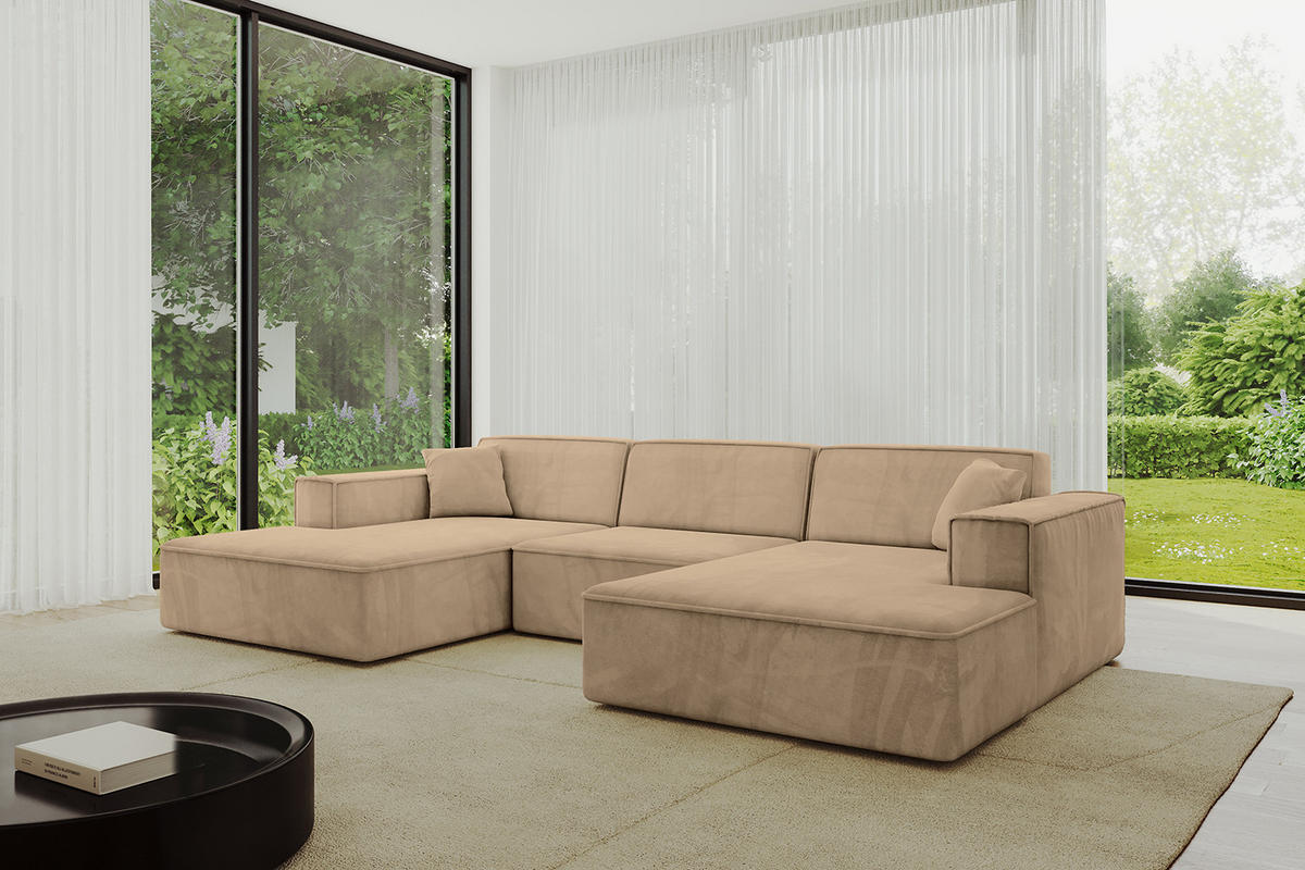 WOHNLANDSCHAFT IREA-U1-v4 - 303x171x79 cm Beige - Beige, Holzwerkstoff/Textil (303/79/171cm) - ALTDECOR