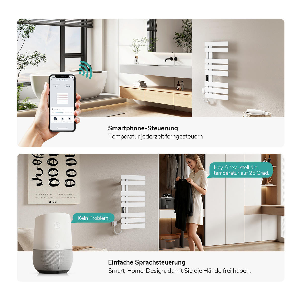 ELEKTRIČNI RADIJATOR S WLAN TERMOSTATOM bijeli 85/40 cm - bijela, metal (40/85/11cm) - EMKE