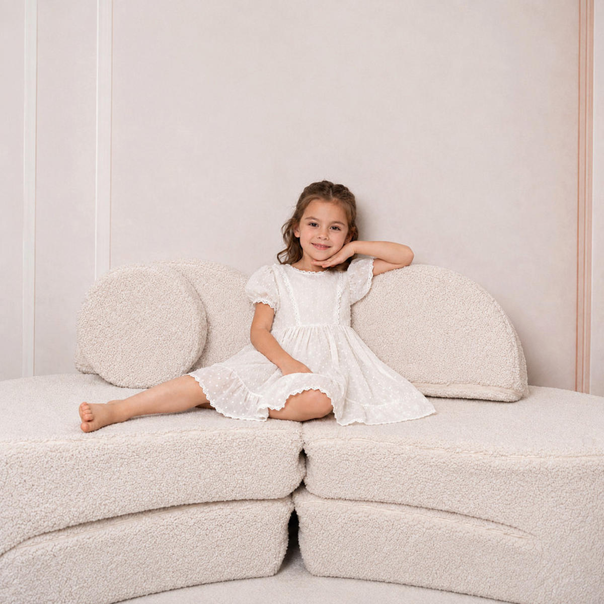 MODULSOFA für Kinder, Bearly, cremig - Creme, Textil (160/54/24cm) - MeowBaby