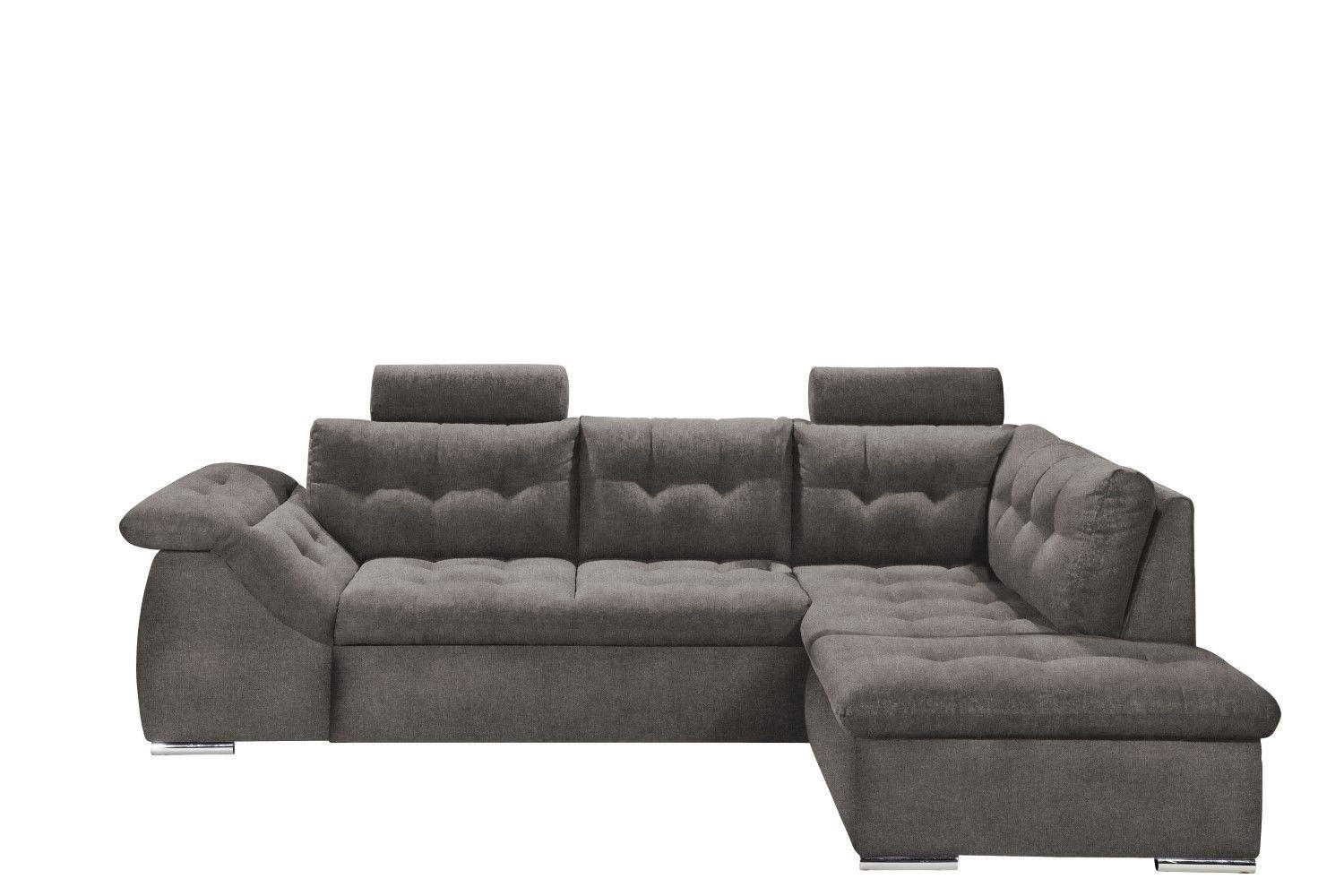 ECKSOFA mit Schlaffunktion und Bettkasten - Chromfarben/Dunkelgrau, Holzwerkstoff/Kunststoff (193/283cm) - ed exciting design