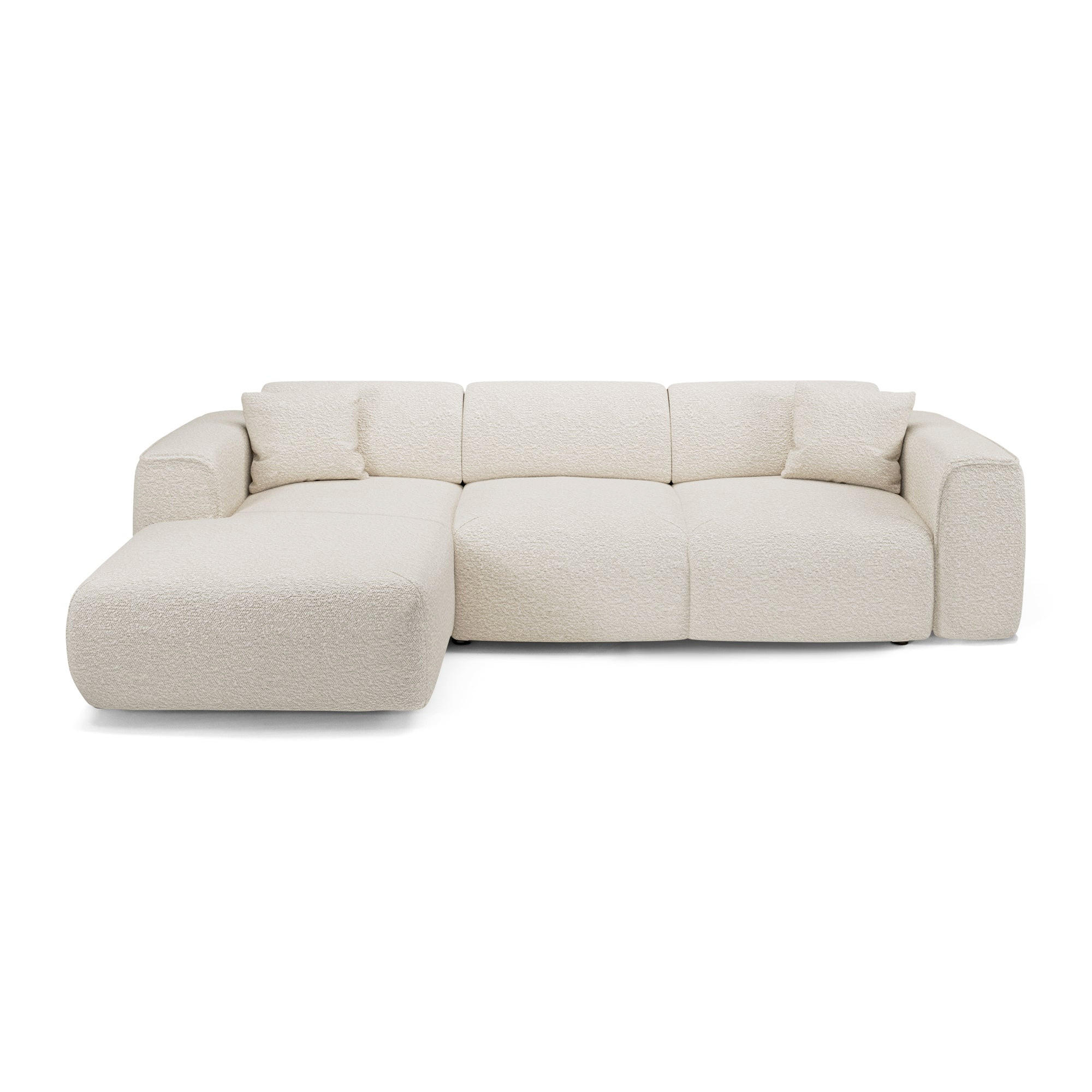 ECKSCHLAFSOFA Bouclé-Stoff Creme 283cm - Creme, Textil (283/180cm) - Sia Home