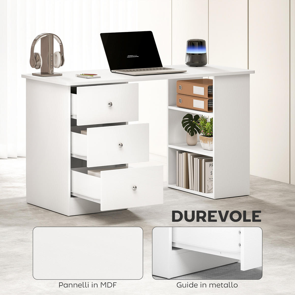 BÜROTISCH Weiß 1 Stück - Weiß, Holzwerkstoff (49/120/72cm) - GiPP