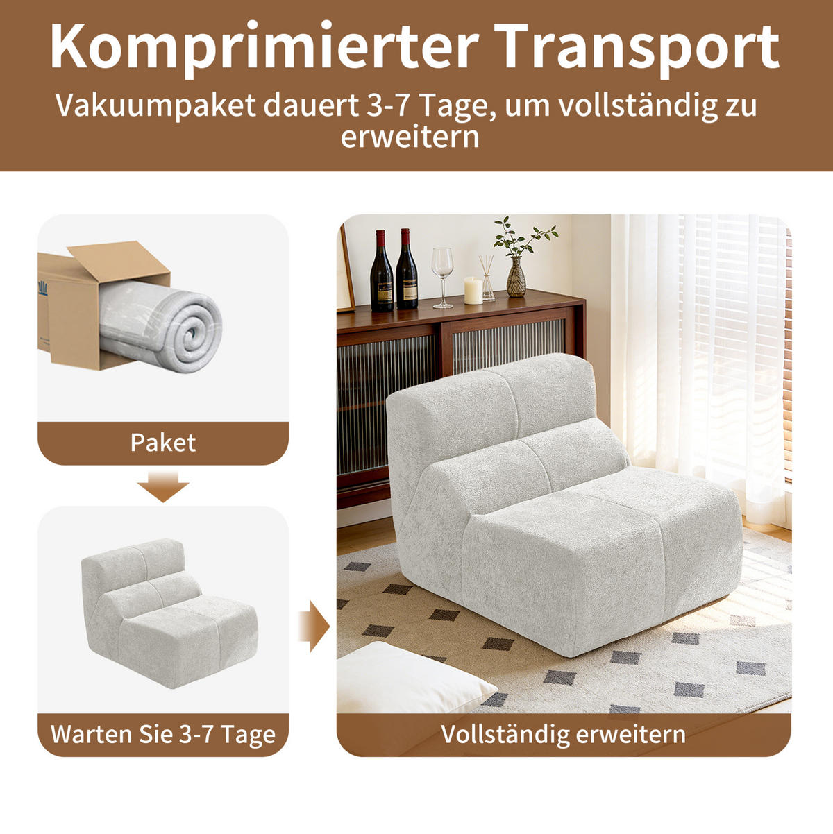 SESSEL 94/110/79 cm in Weiß aus Samtstoff, ergonomisch und montagefrei - Weiß, Textil (110/79/94cm) - Flora Grace