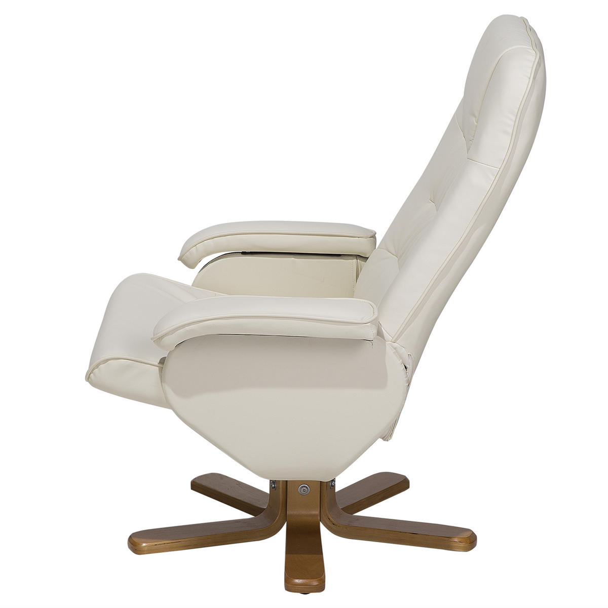MASSAGESESSEL mit Fußhocker Kunstleder Beige Relaxpro - Beige, Holz/Textil (70/98/50cm) - Beliani