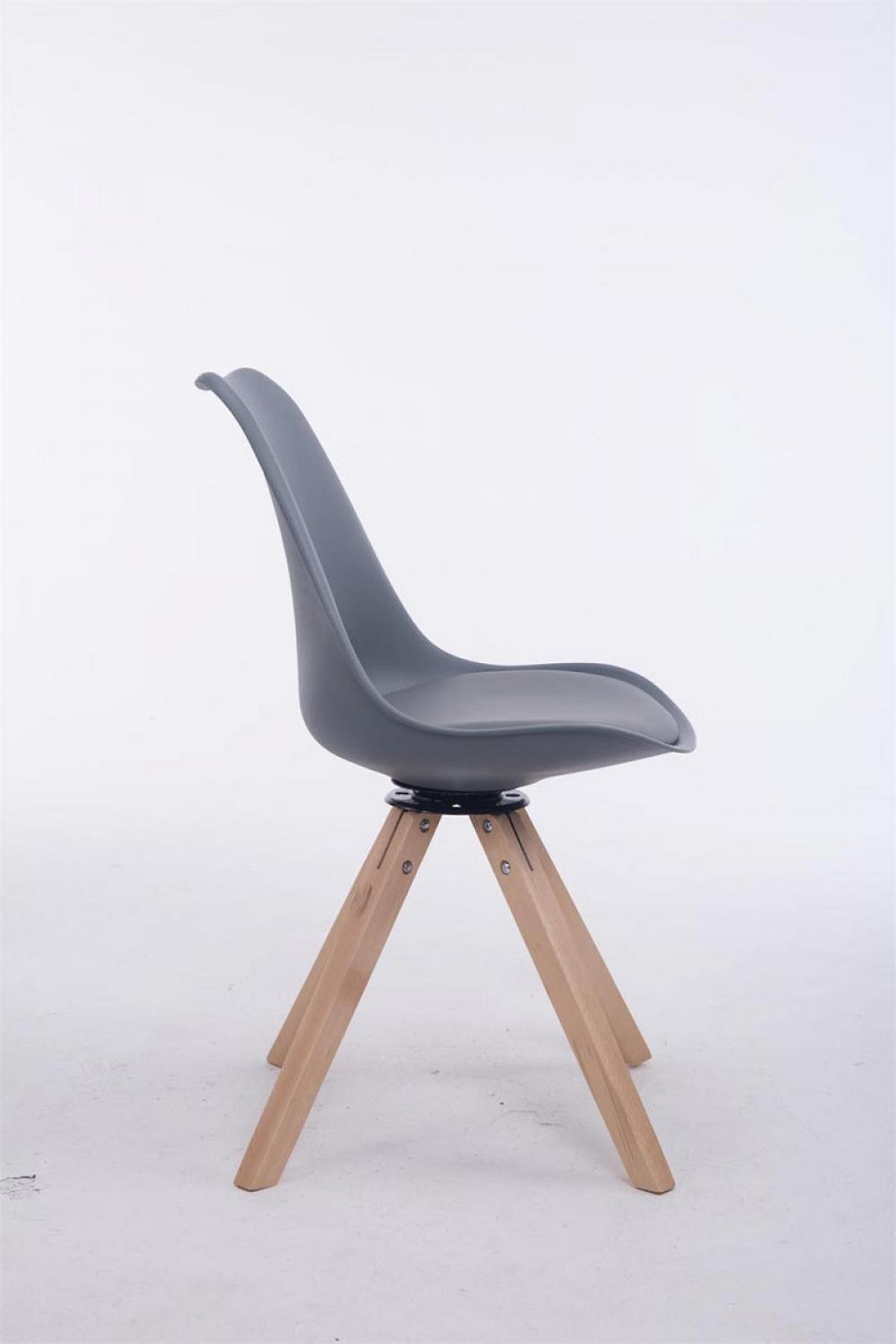 DREHSTUHL Lederlook grau - Eukalyptusholzfarben/Grau, Holz/Textil (48/84/56cm) - CLP