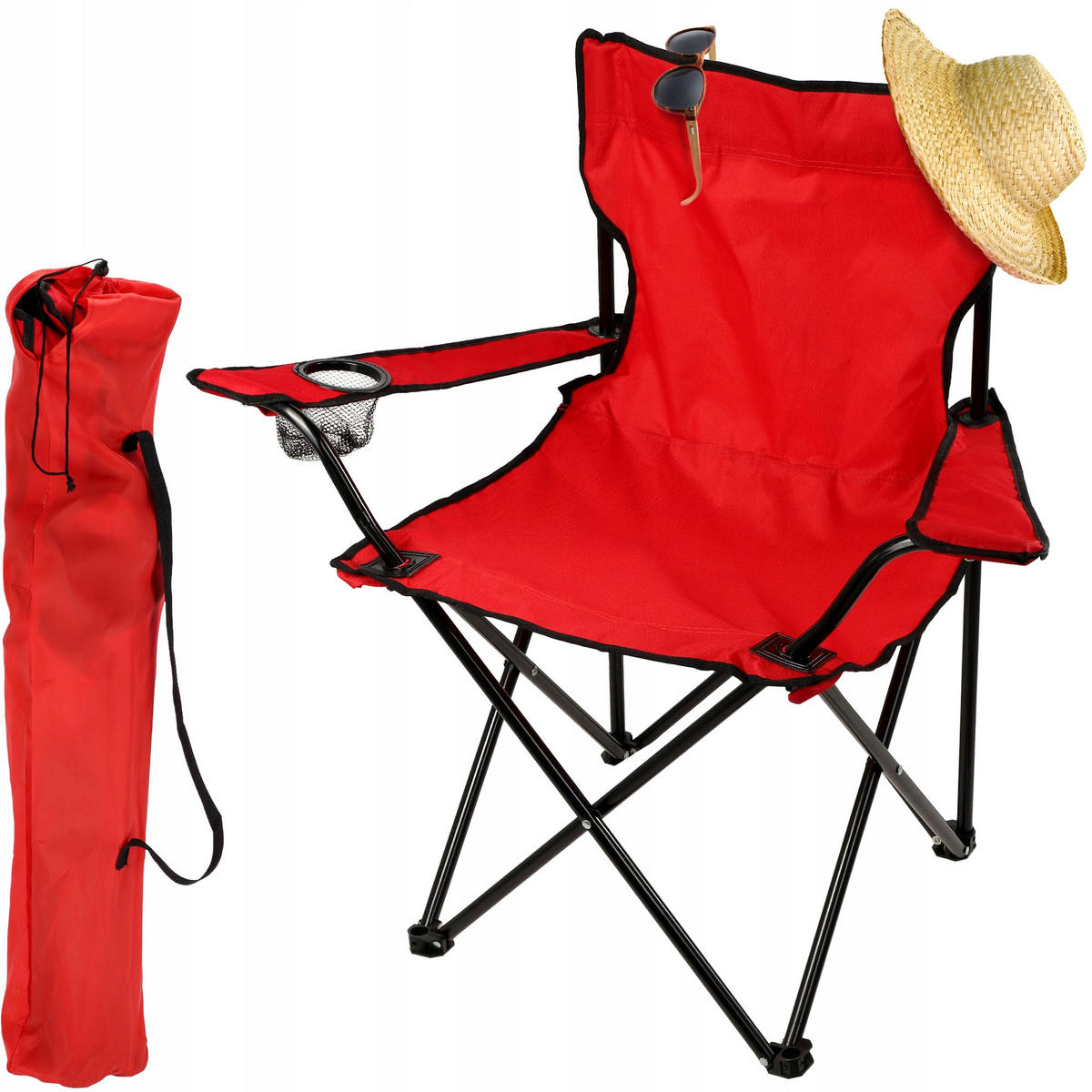 Klappstuhl 82 x 46 cm Rot - Rot, Metall (46/82cm) - KADAX