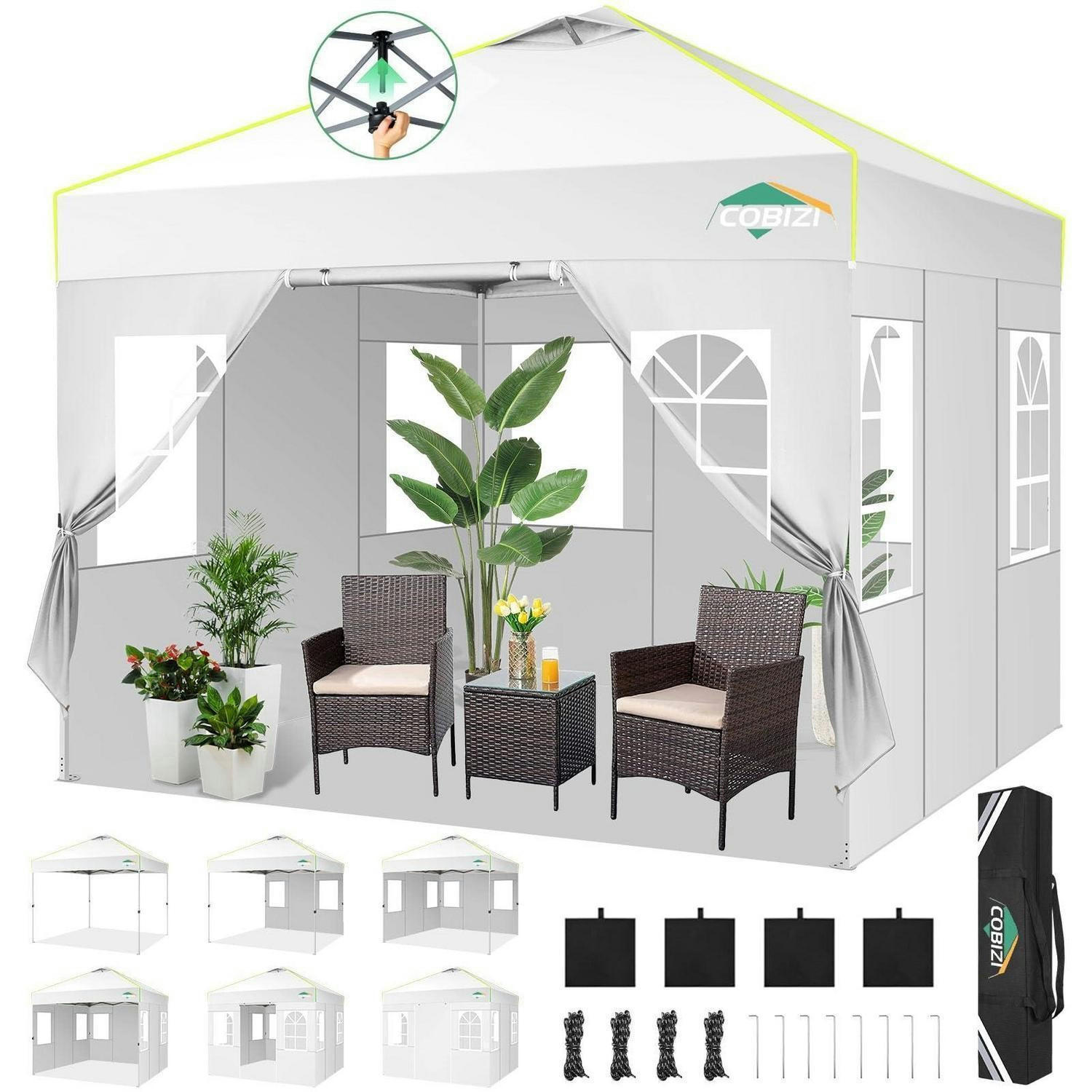 FALTPAVILLON 3x3m Weiß mit 4 Seitenwänden - Weiß, Textil (300/298.2/300cm)
