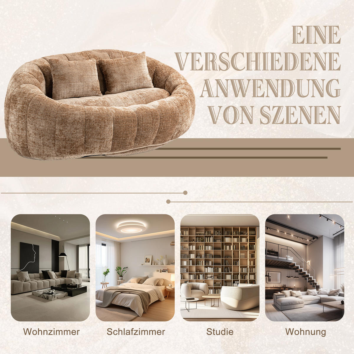 BEAN BAG SOFA – Komfortabler Lazy Lounger mit hochdichtem Memory - Braun, Textil (150/63/95cm) - Urban Meuble