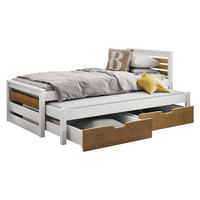 KINDERBETT Calwin 80 mit Ausziehbett - Weiß/Naturfarben, Holz (80/180cm) - MIRJAN24