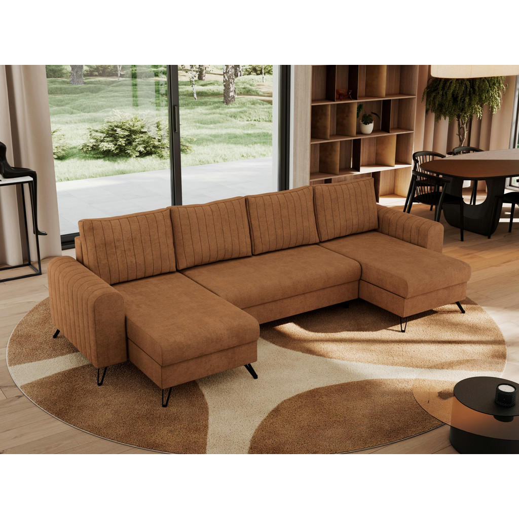 Thumbnail - MKS Wohnlandschaft, Orange, Textil, 5-Sitzer, U-Form, 312x90x140 cm, Wohnzimmer, Sofas & Couches, Wohnlandschaften, Wohn...