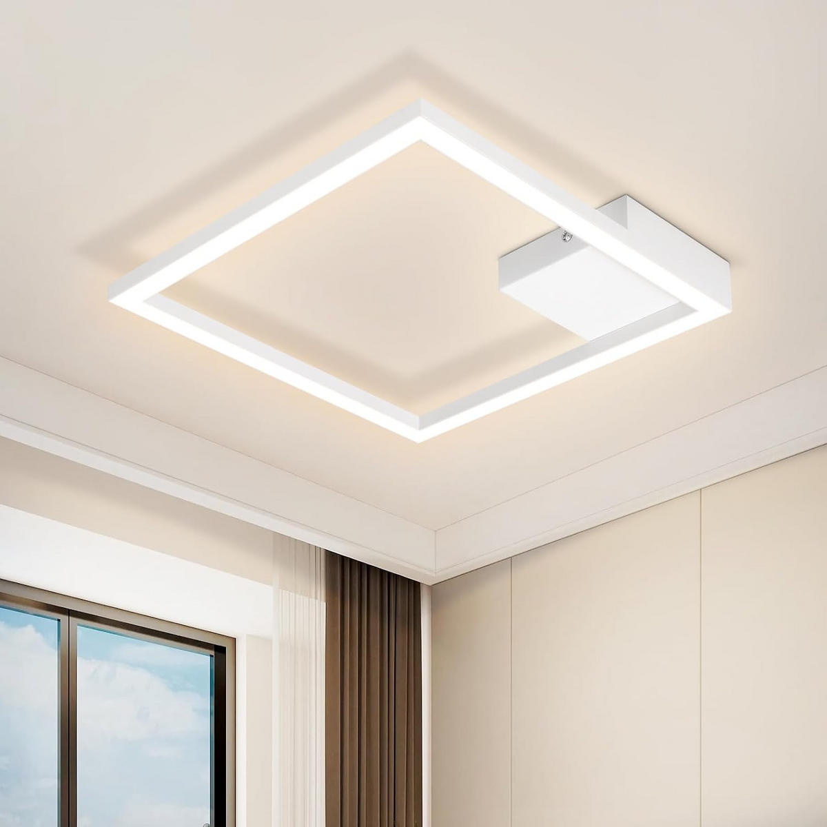 LED-DECKENLEUCHTE Dornwall 29.4/3.8/29.4 cm - Weiß, Metall (29.4/29.4/3.8cm) - ZMH