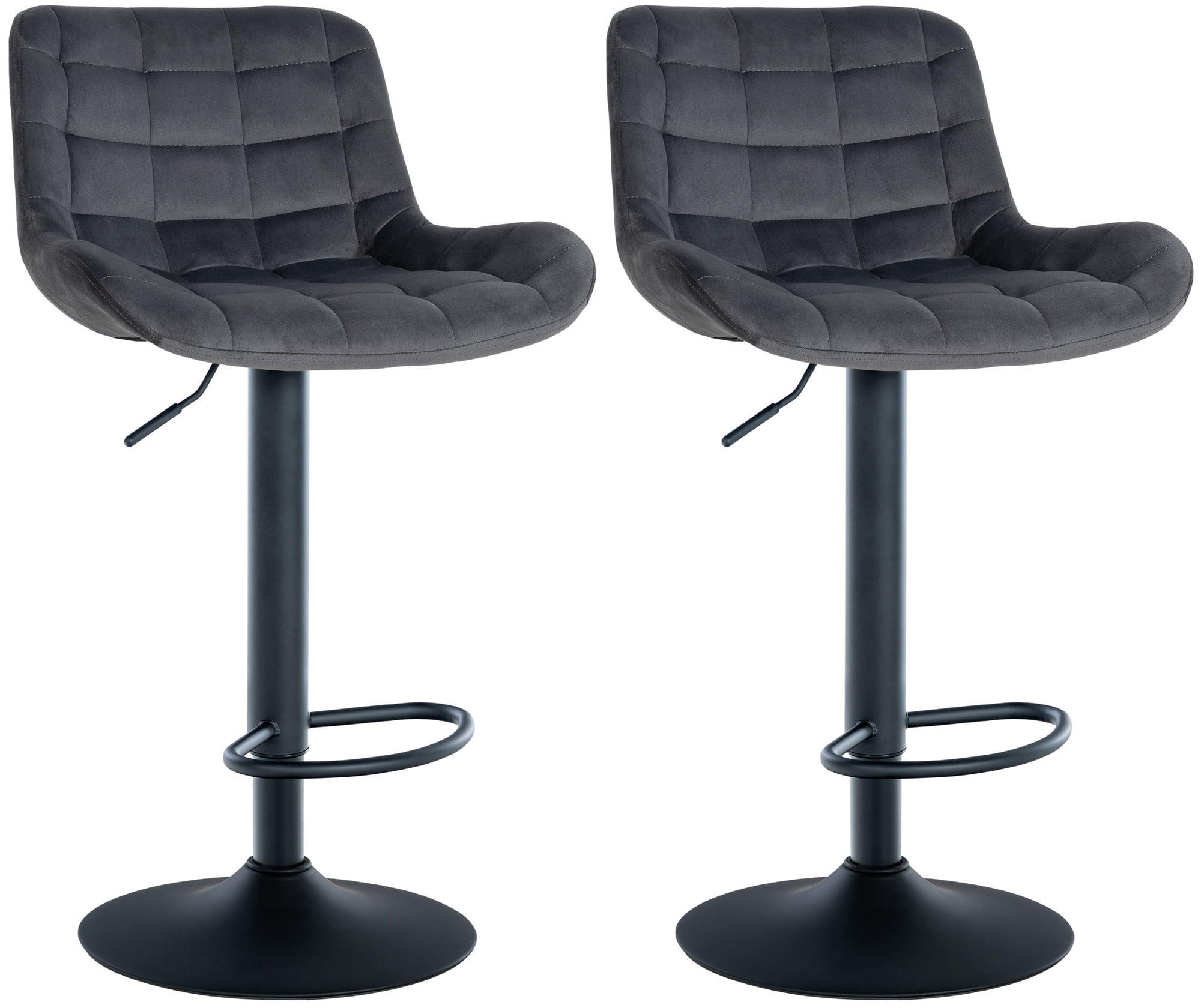 BARHOCKER 2er Set Samt dunkelgrau - Dunkelgrau/Schwarz, Textil/Metall (48/81/54cm) - CLP