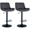 BARHOCKER 2er Set Samt dunkelgrau - Dunkelgrau/Schwarz, Textil/Metall (48/81/54cm) - CLP