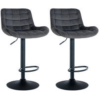 BARHOCKER 2er Set Samt dunkelgrau - Dunkelgrau/Schwarz, Textil/Metall (48/81/54cm) - CLP