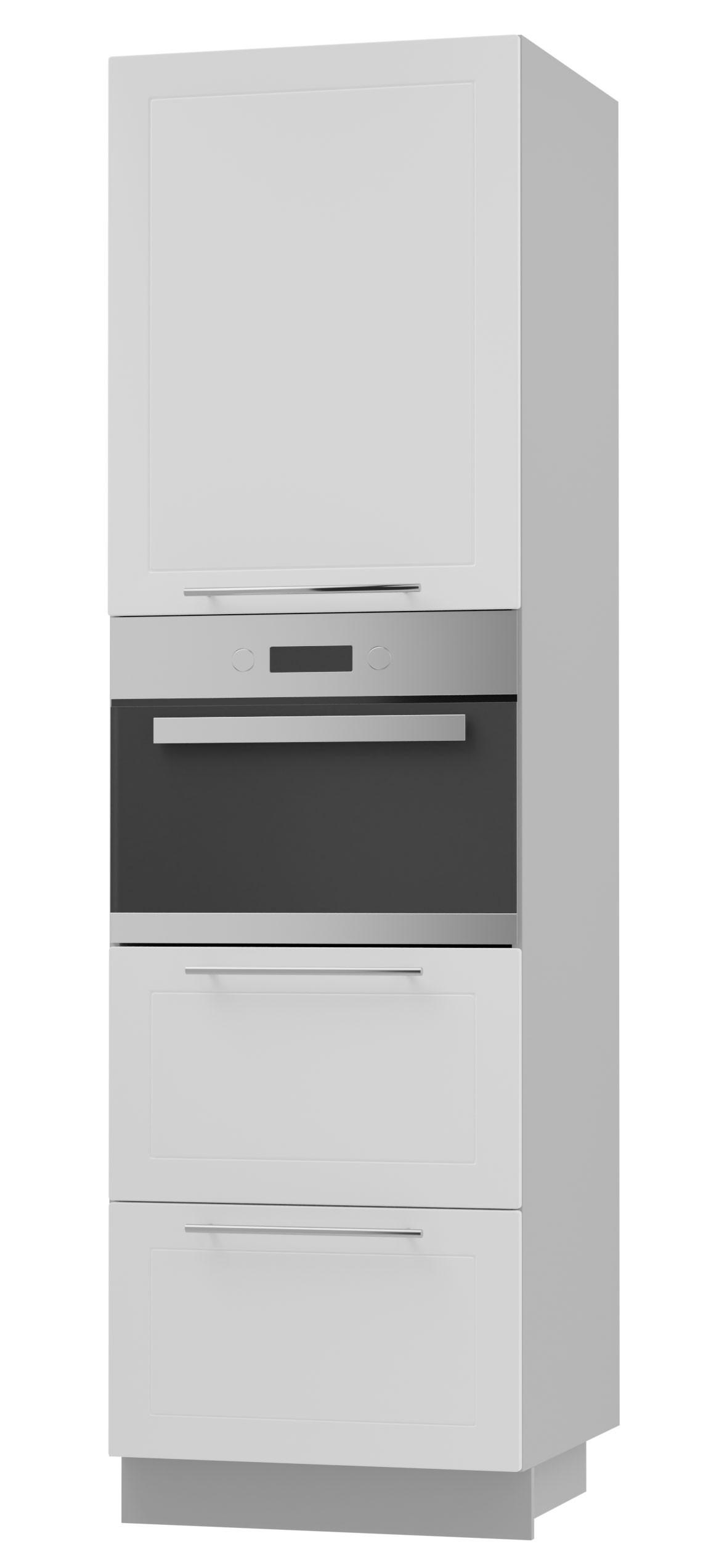 Feldmann-Wohnen Backofenhochschrank Weiß, Grau 60x207x59 cm