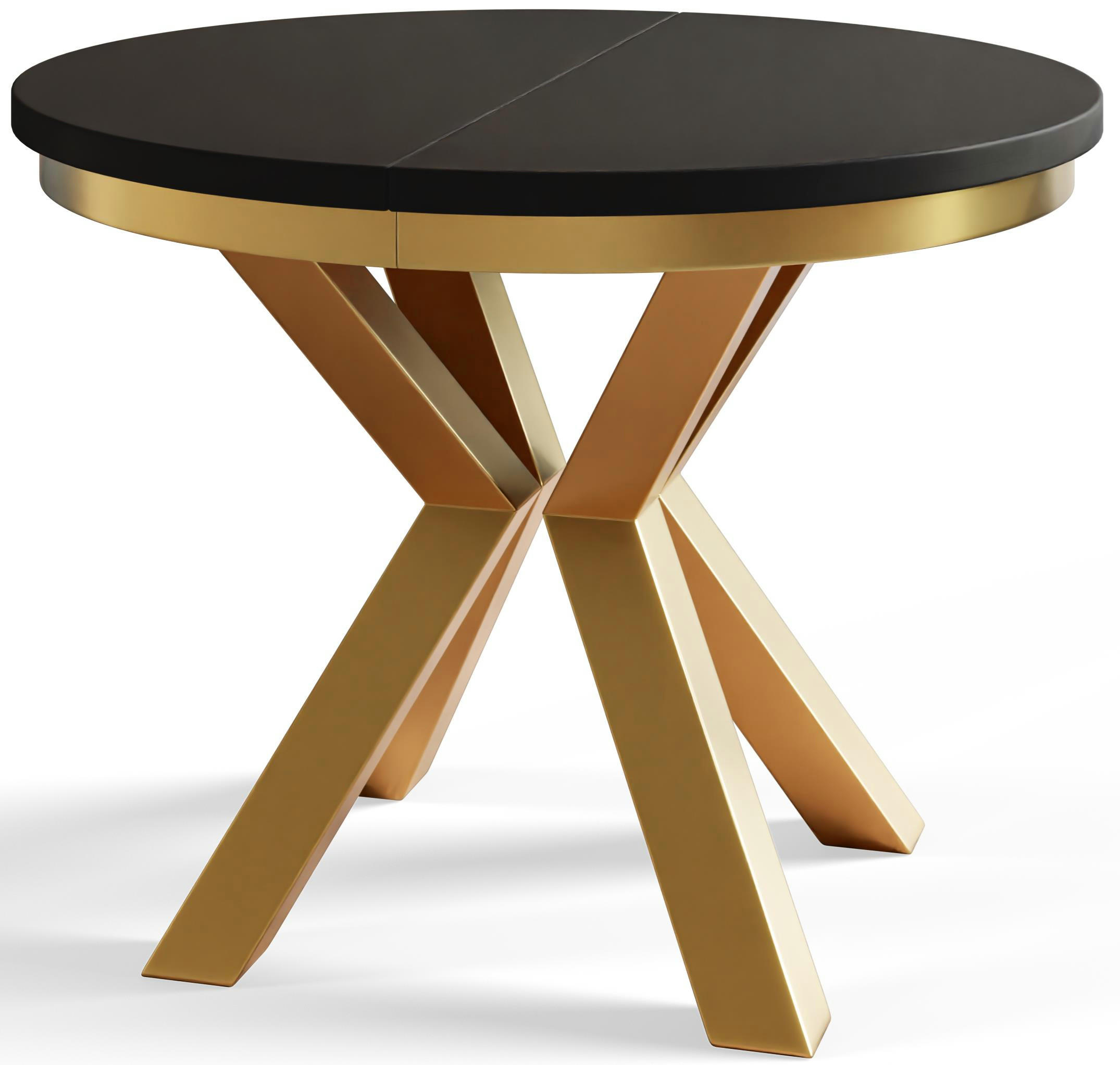 ESSZIMMERTISCH LOFT, ausziehbarer Tisch 100 cm/180 cm, Farbe: Schwarz, mit Metallbeinen in Farbe Gold - Goldfarben/Schwarz, Holzwerkstoff (100/100/76cm) - Alpi-Möbel