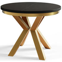 ESSZIMMERTISCH LOFT, ausziehbarer Tisch 100 cm/180 cm, Farbe: Schwarz, mit Metallbeinen in Farbe Gold - Goldfarben/Schwarz, Holzwerkstoff (100/100/76cm) - Alpi-Möbel