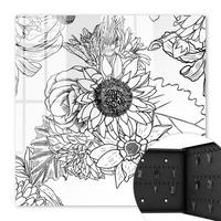 SCHLÜSSELBOX Schwarz 30x30 cm- Türöffnung nach rechts - Schwarz-weiße Blüten - Multicolor, Metall (30/30/5cm) - TULUP