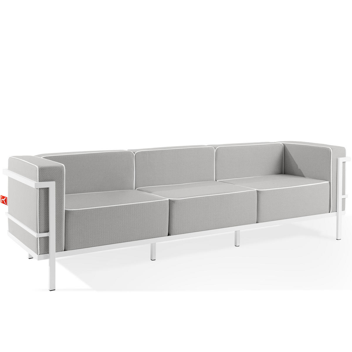 GARTENSOFA TRIGLO 3-Personen, Stahlrahmen, Modern, Weiß - Dunkelgrau/Weiß, Textil/Metall (229/70/69cm) - KONSIMO®
