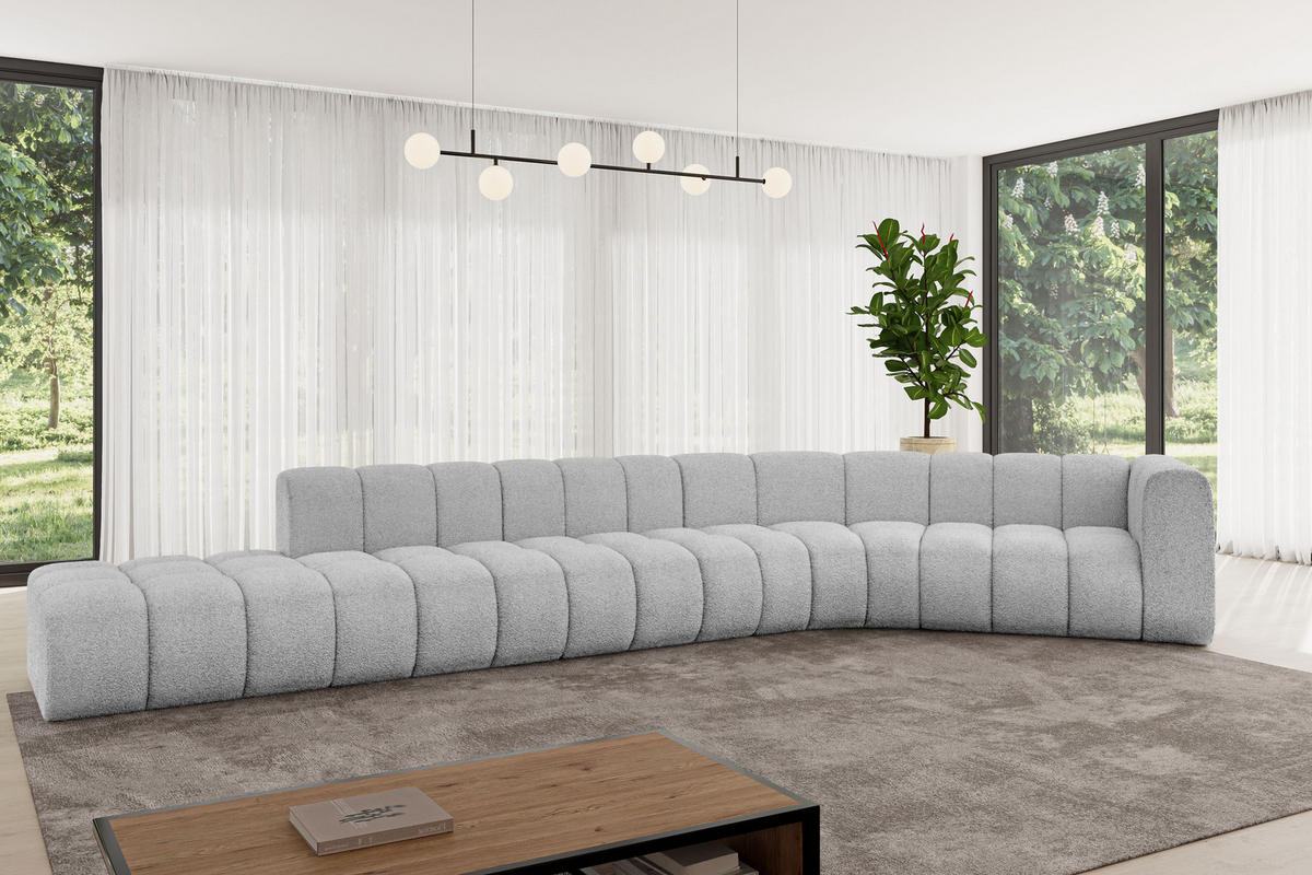 ECKSOFA modulares Sofa Tilmo-L2 - 490x194x70 cm Hellgrau - Hellgrau, Holzwerkstoff/Textil (490/194cm) - ALTDECOR