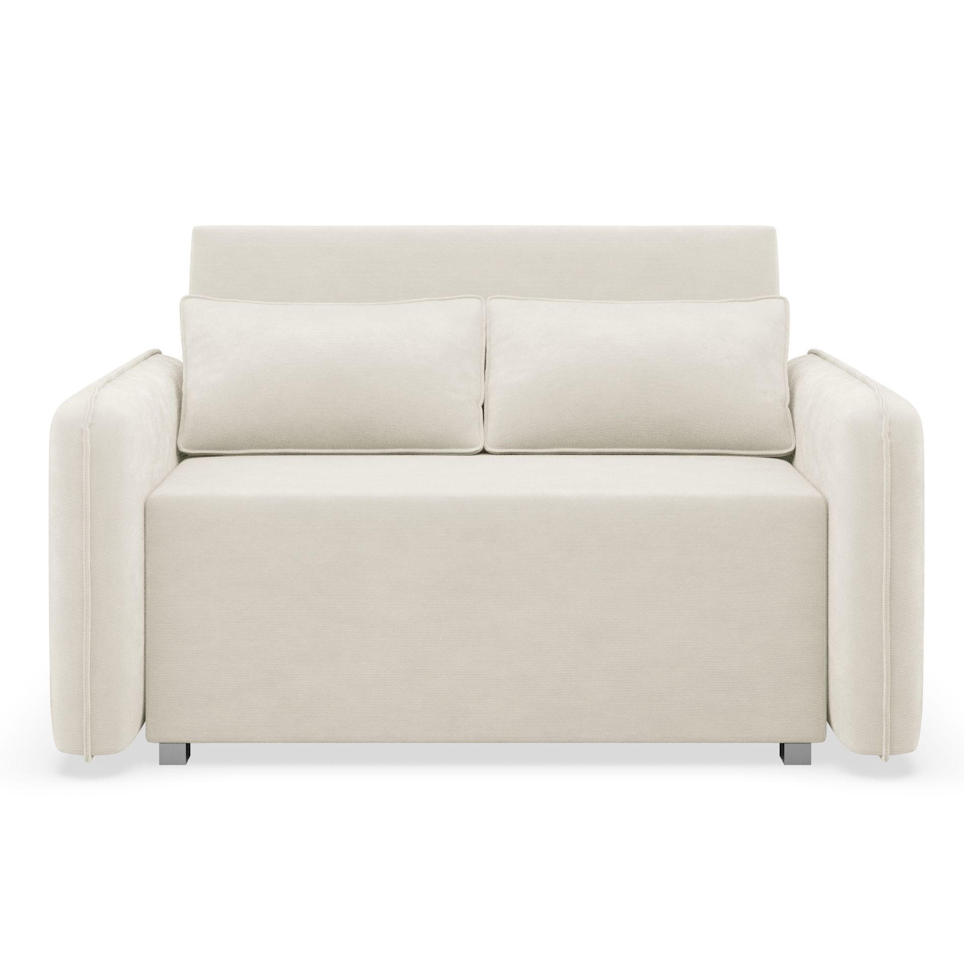 2-SITZER SCHLAFSOFA Duelia Creme, hydrophobe Chenille - Creme/Schwarz, Textil/Metall (144/85/124cm) - Selsey