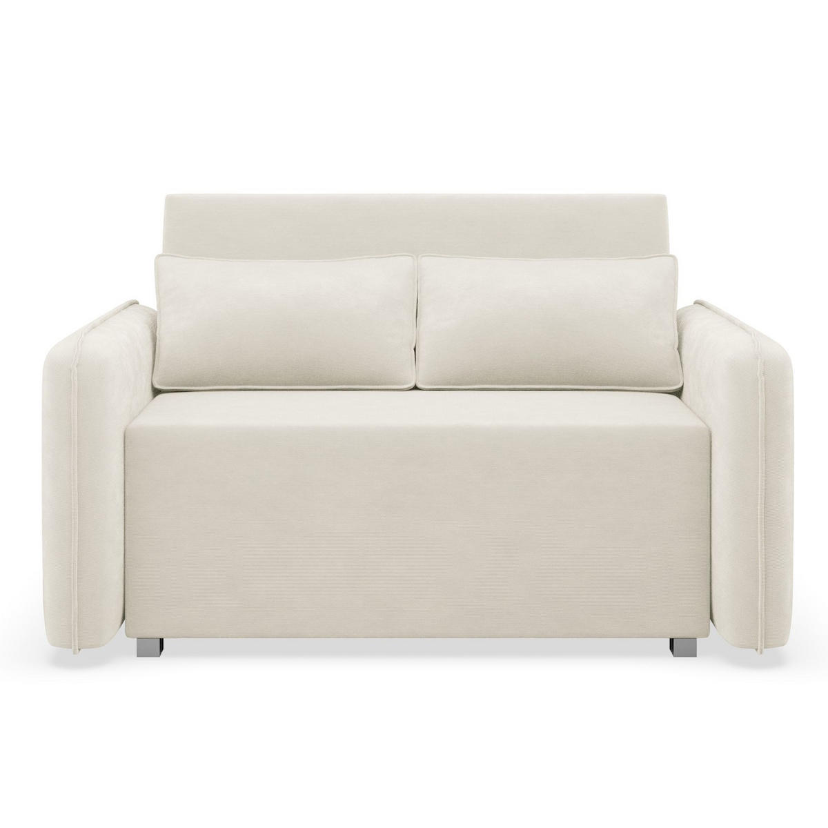 2-SITZER SCHLAFSOFA Duelia Creme, hydrophobe Chenille - Creme/Schwarz, Textil/Metall (144/85/124cm) - Selsey