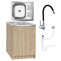 SPÜLUNTERSCHRANK 60cm mit Spüle + Armatur + Siphon Sonoma-Eiche - Sonoma Eiche, Holzwerkstoff (60/82/50cm) - Stamar