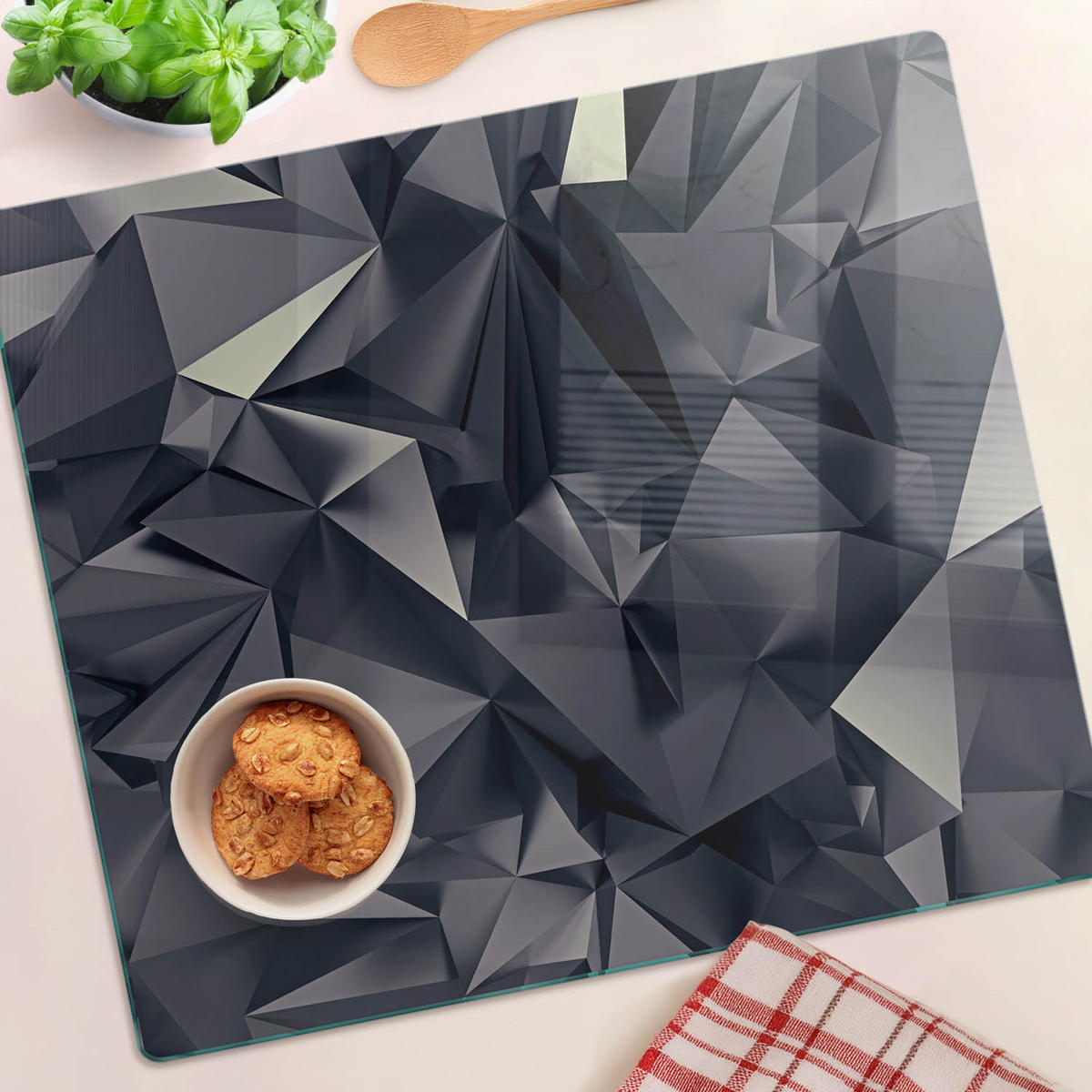GLASPLATTE 60x52 cm Abstrakt - Schwarz, Glas (60/0.4/52cm) - TULUP