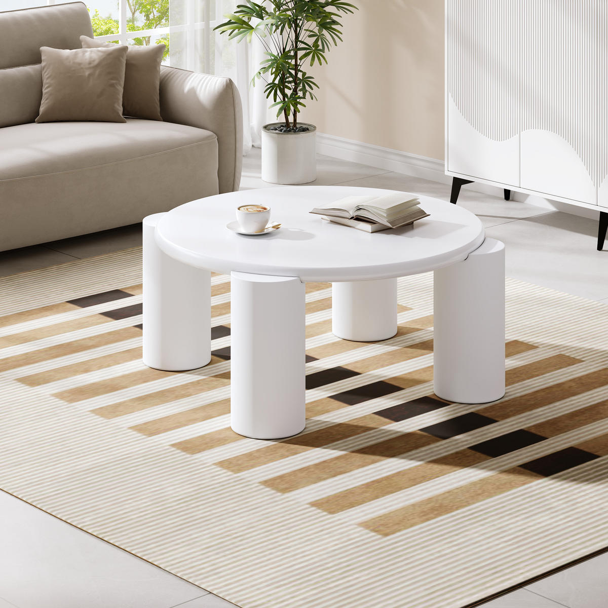 COUCHTISCH White Cloud Weiß Modern 4 Beine Rundkante Balkon Terrasse - Weiß, Holz (45.72/41.28/40.64cm) - FLIEKS