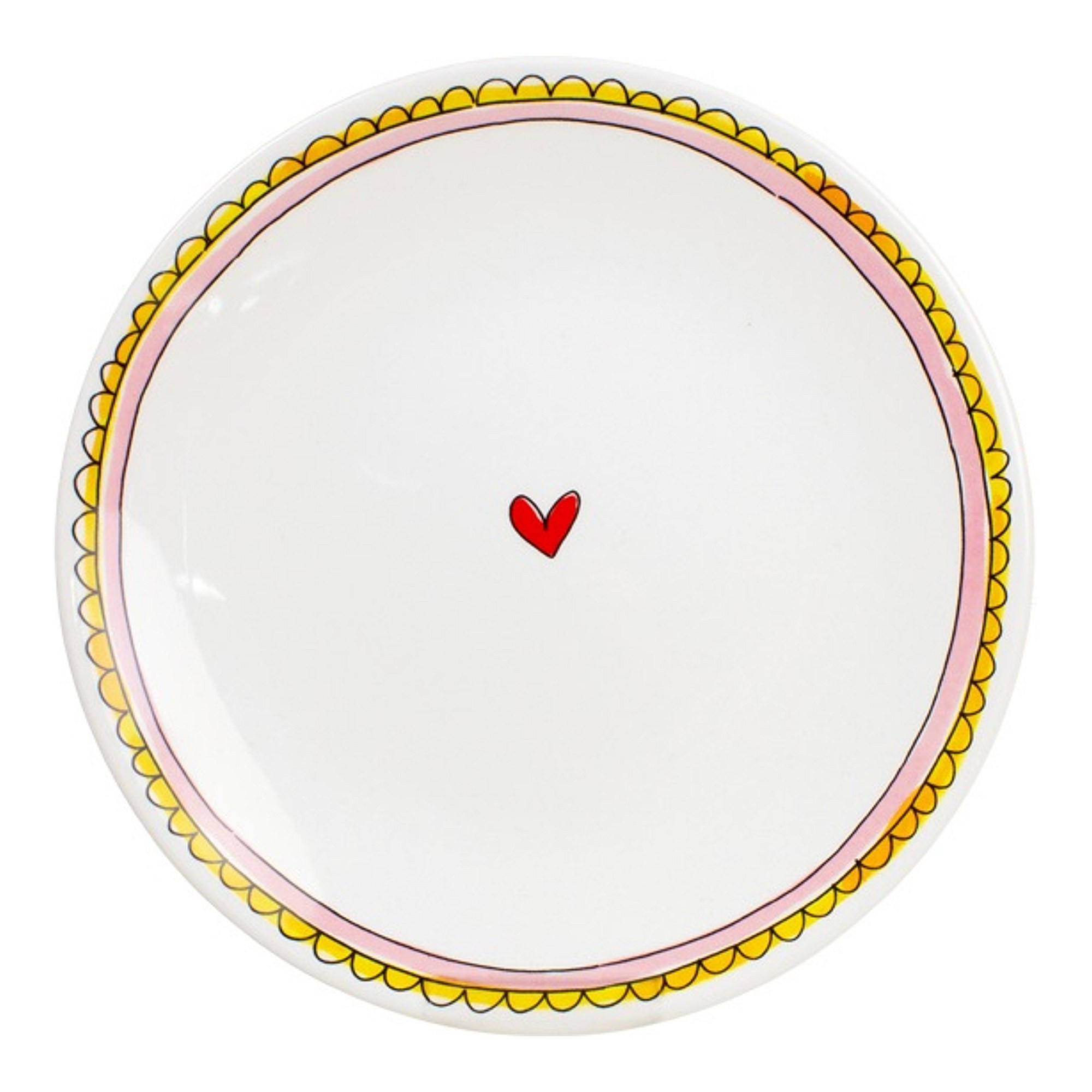 FRÜHSTÜCKSTELLER Herz in Rosa - 22cm - Pink, Keramik (21.8cm) - Blond Amsterdam