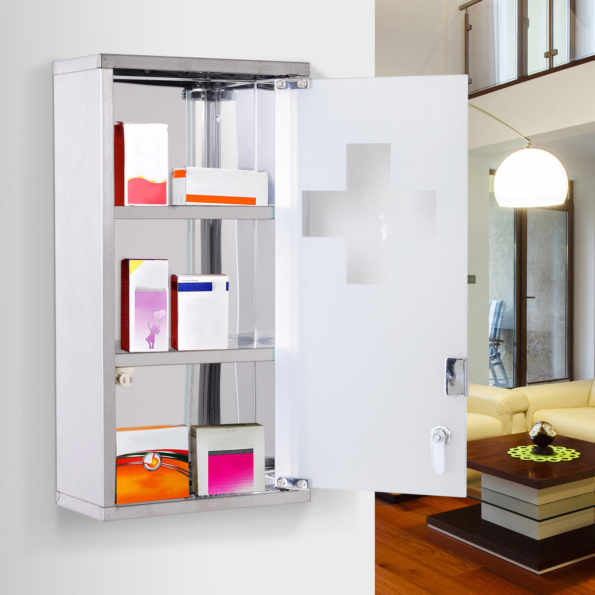 MEDIZINSCHRANK Silber 1 Stück - Silberfarben, Kunststoff (25/48/12cm) - GiPP