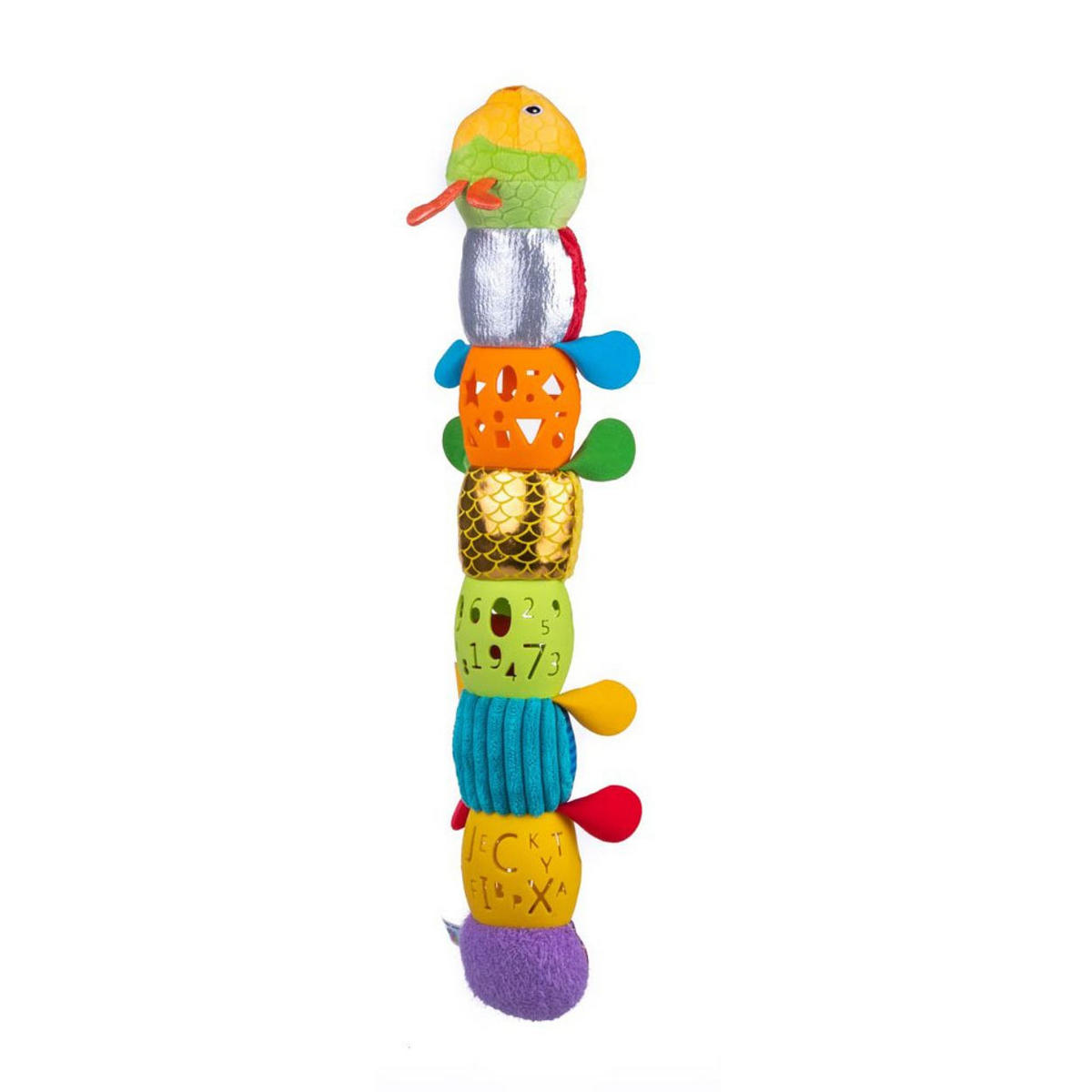 STOFFSPIELZEUG Raupe 80208 bunt 55 cm lang, Rassel, 8 Elemente, ab Geburt, Plüschraupe, Greifelemente - Multicolor, Textil (8/5/55cm) - Bali Bazoo