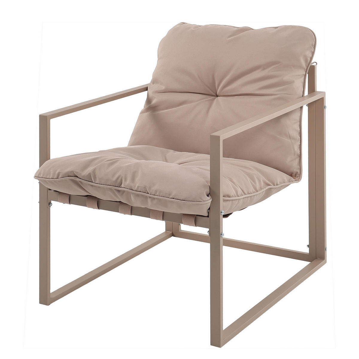 GARTENSITZGRUPPE - Eisen / Polyester - Schwarz / Grau - 4-teilig - Beige, Glas/Textil - home24