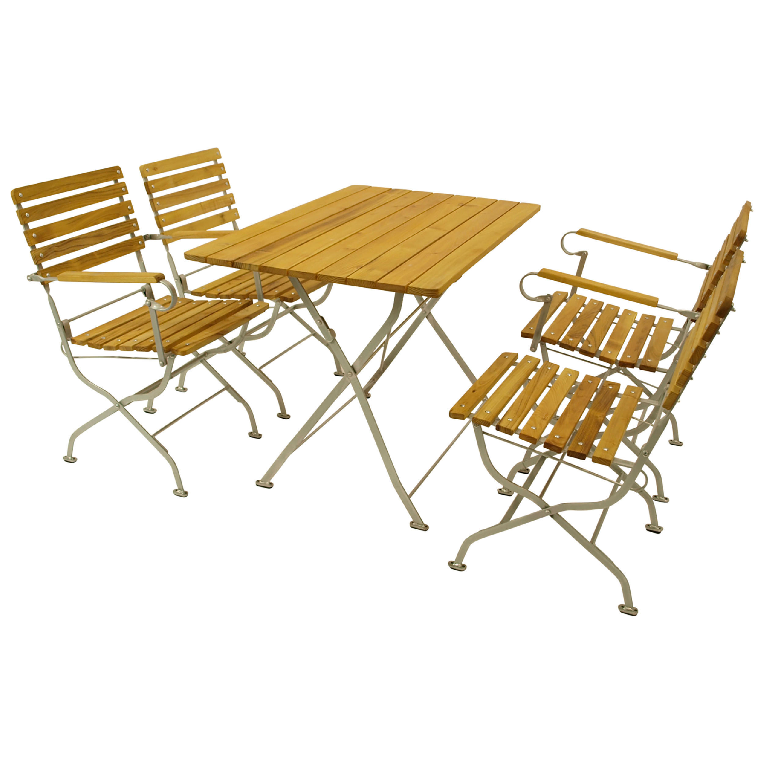 SITZGRUPPE Hobart - Garten-Garnitur 5-teilig, Flachstahl Robinienholz -Gestell verzinkt hellgrau - Grau, Holz - TPFGarden