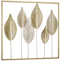 WANDDEKOR DE-08853 Blattdesign mit Metallrahmen, 70/70 cm Goldfarben - Goldfarben, Metall (2.5/70/70cm) - ComfortXL