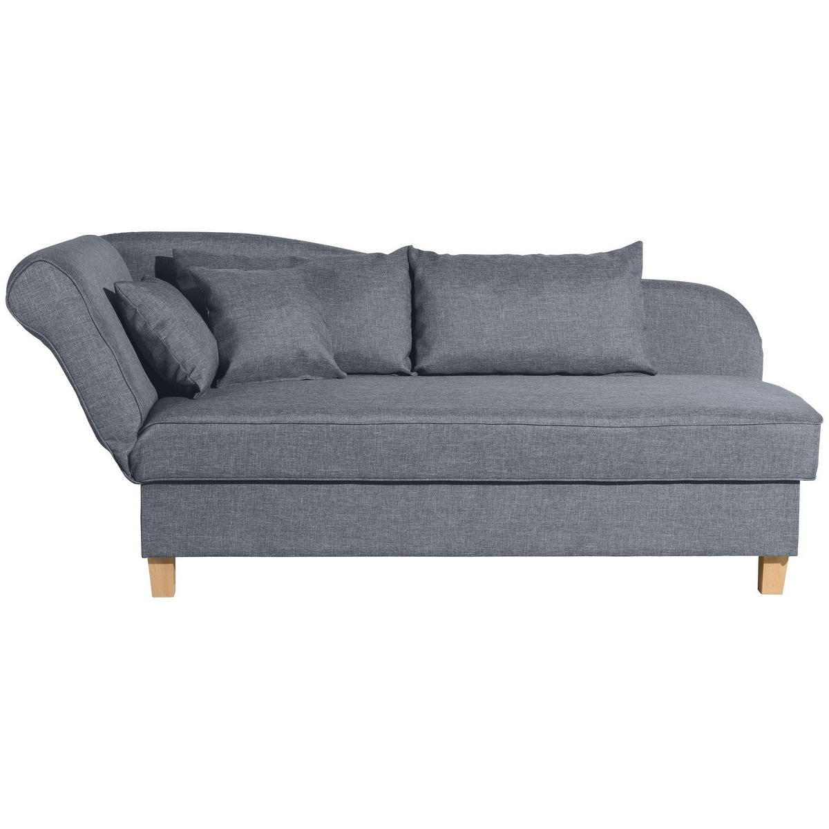 RECAMIERE mit Armteil links klappbar Katia Bezug Flachgewebe Buche natur / denim - Blaugrau, Kunststoff (190/82/88cm) - 58aufmkessel