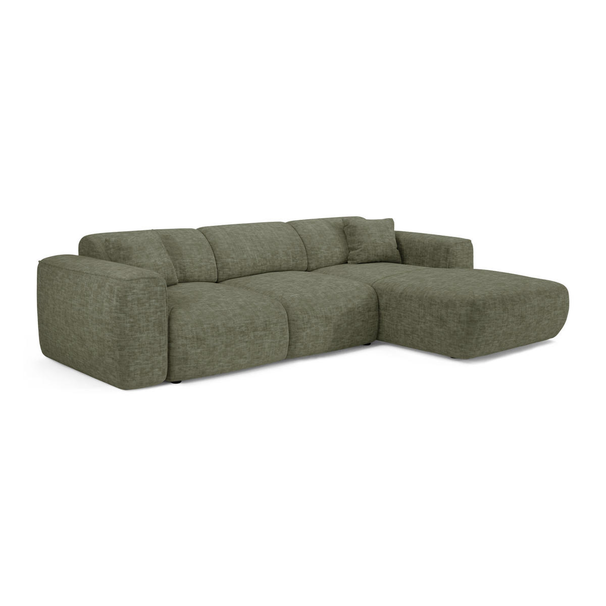 ECKSCHLAFSOFA Texturierter Samt Salbeigrün 283cm - Grün, Textil (283/180cm) - Sia Home
