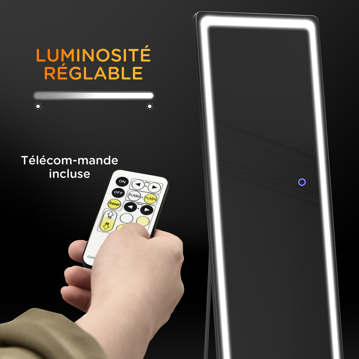 STANDSPIEGEL LED DE-17911 Silber - Silberfarben, Metall (40/157.5/37cm) - ComfortXL